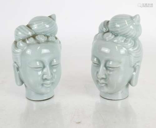 Two Glazed Chinese Heads