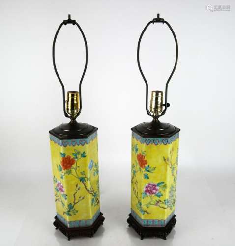 Pair Asian Decorated Lamps
