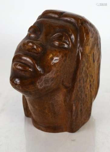 Wood Ethnic Figural Head