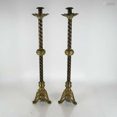 Pair Gothic Twist Candlesticks