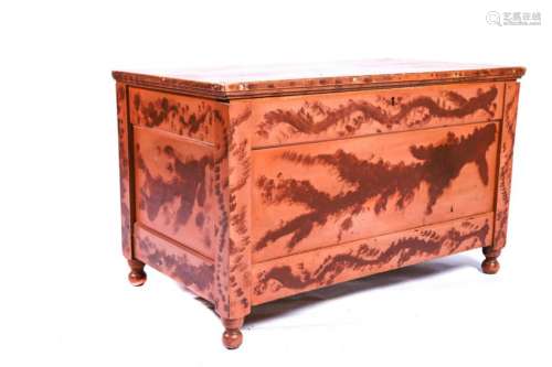 FANCY PAINT DECORATED CHEST onTURNED BALL FEET