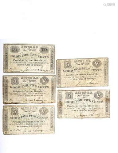 (5) ALTON NH CIVIL WAR ERA FRACTIONAL CURRENCIES