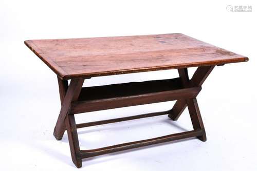 ANTIQUE PINE SAW BUCK TABLE