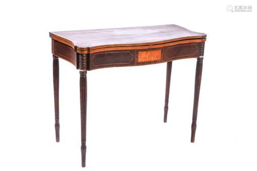 FEDERAL PERIOD SERPENTINE TOP MAHOGANY CARD TABLE