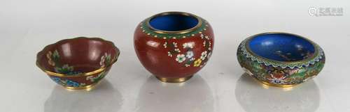 Three Chinese Cloisonne Bowls