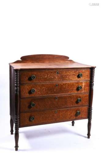 SHERATON TURRET TOP MAHOGANY CHEST OF DRAWER