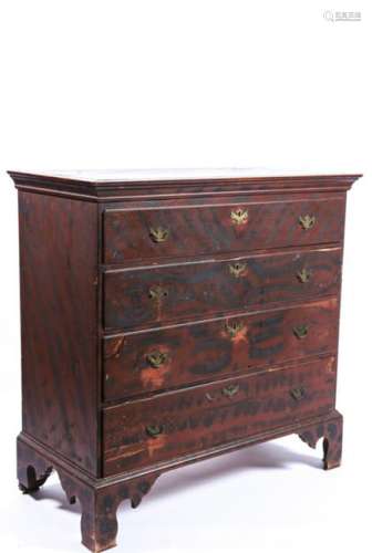 (18th c) PAINT DECORATED CHEST OF DRAWERS