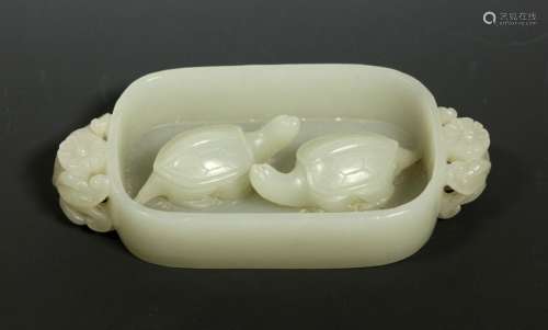 Chinese Pale Celadon Jade Scholar's Brush Washer