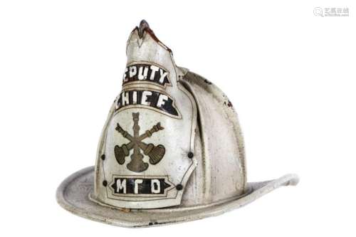 PAINTED LEATHER FIRE CHIEF HELMET 