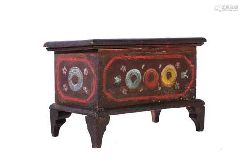 MINIATURE BLANKET CHEST w/ BRACKET FEET c1840