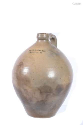 E.L. & G.W. FARRAR BURLINGTON, VT STONEWARE JUG