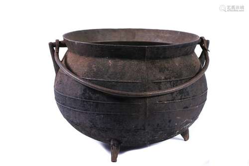 LARGE BULBOUS CAST IRON POT