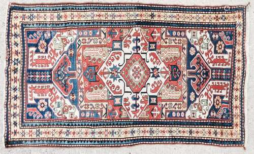 (19th c) CAUCASIAN RUG with STAR BORDER