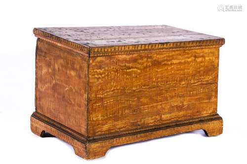 DIMINUTIVE FAUX TIGER MAPLE CHEST