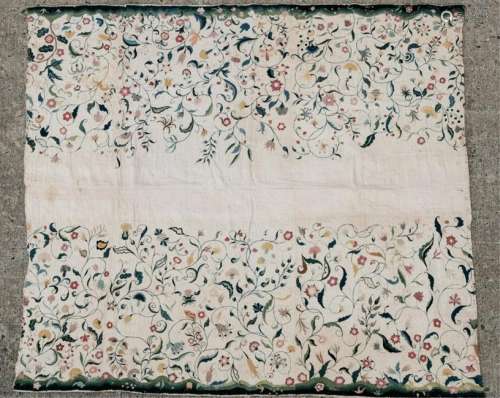 (18th c) MARBLEHEAD MA CREWELWORK COVERLET