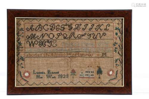 LUCINDA RUSSELL BELFAST MAINE SAMPLER DATED 1825