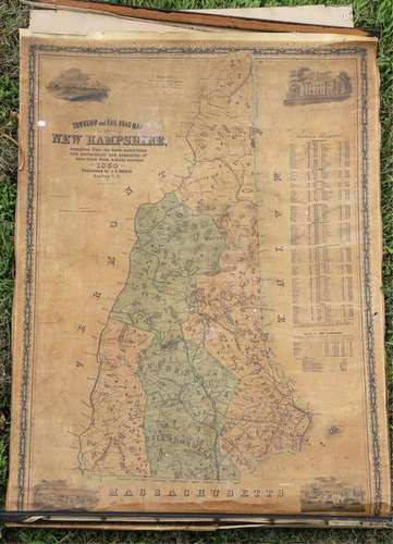 1854 TOWNSHIP & RAILROAD MAP of NEW HAMPSHIRE