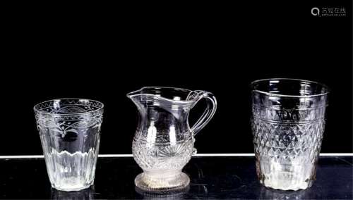 BLOWN GLASS LOT with PITCHER & (2) TUMBLERS