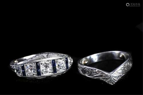 ART DECO PLATINUM and DIAMOND ENGAGEMENT RING