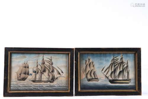 PAIR of BRITISH SCHOOL MARINE SCENES (Early 19thc)