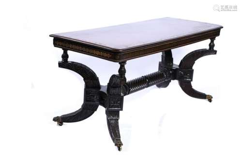 NEW YORK CLASSICAL CARVED MAHOGANY HALL TABLE