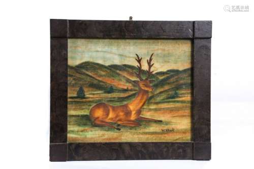 BILL RANK THEOREM PAINTING of a DEER in LANDSCAPE