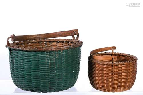 (2) TAGHKANIC SPLIT ASH BASKETS with SWING HANDLES