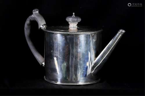 WILLIAM VINCENT STERLING SILVER DRUM-FORM TEAPOT