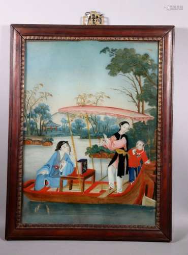 Chinese 19 C Reverse Painting on Glass
