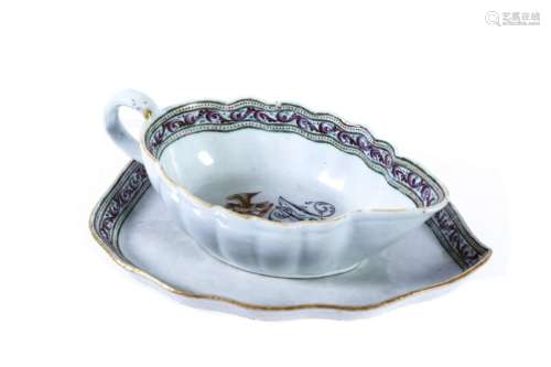 CHINESE EXPORT EAGLE GRAVY BOAT with UNDER PLATE