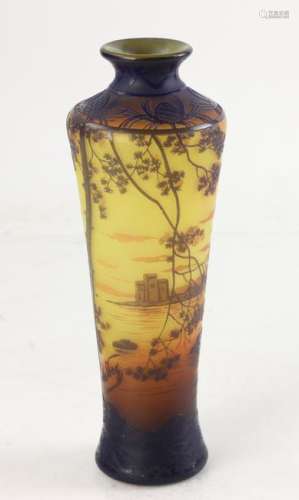 French Devez Cameo Glass Vase