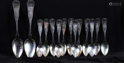 (14) COIN SILVER SPOONS BY W.D. FENNO & SON