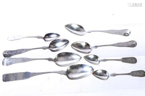 (8) COIN SILVER TEASPOONS AND TABLESPOONS