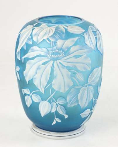 English Cameo Glass Vase, Attributed to Webb