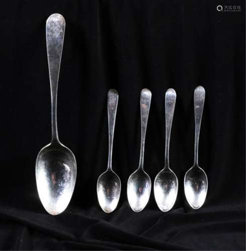 (4) OTTO PAUL de PARISEN TEASPOONS, (1) TABLESPOON