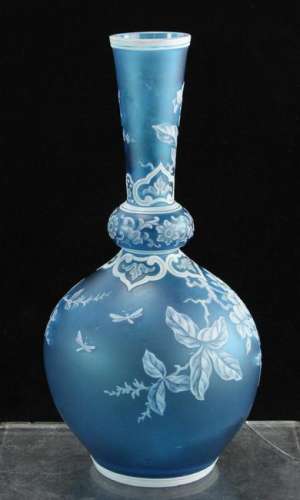 English Bottle Shaped Cameo Glass Vase