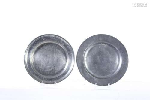 (2) PEWTER PLATES by PARKS BOYD (1795-1819)