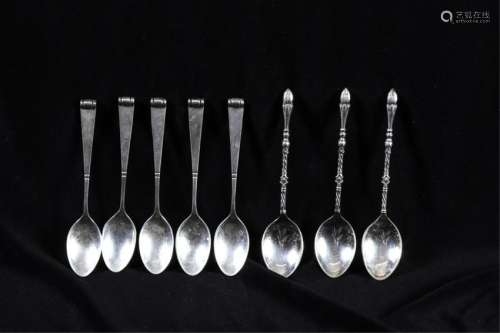 LOT OF SILVER DEMI-TASSE SPOONS INCLUDING MEXICAN