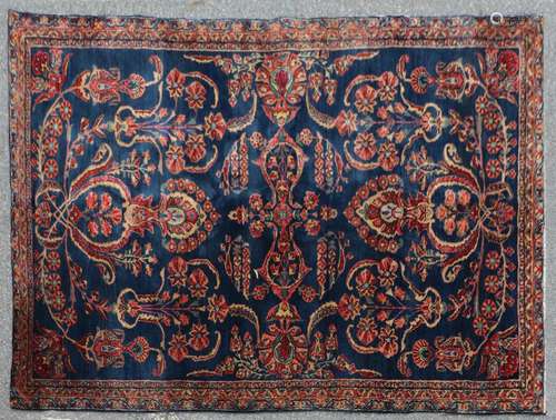 Antique Persian Sarouk Blue Rug