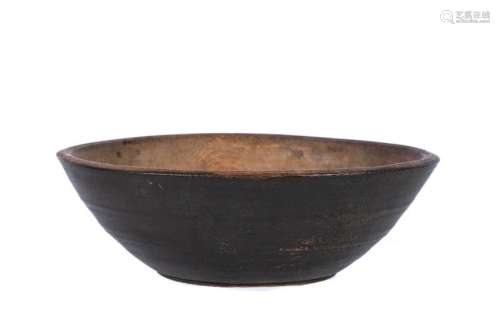 (19th c) DEEP TREENWARE BOWL with BEEHIVE TURNINGS