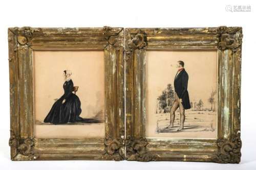 (19th c) PORTRAITS OF A HUSBAND AND WIFE