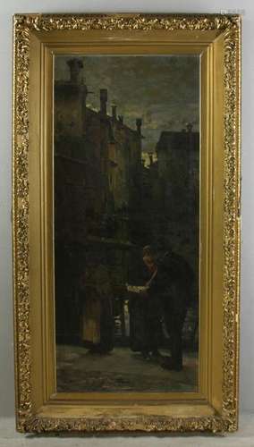 A. Cousari, Italian Street Scene, Oil on Canvas