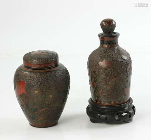 Two Small Japanese Cloisonne Covered Vessels