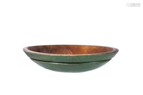 (18th c) BOWL in GREEN PAINT
