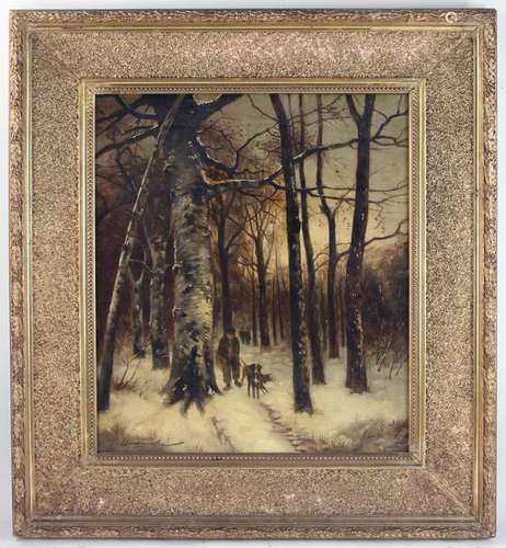 Snowy Wooland Scene Signed Westchiloff