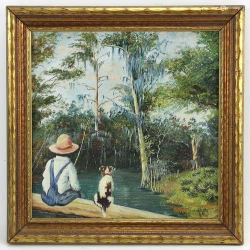 Fishing Scene Signed Alfred Hutty