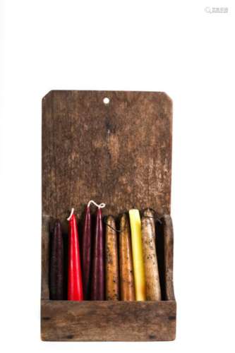PRIMITIVE WALL POCKET with CANDLES
