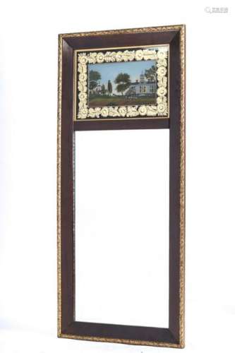 FEDERAL STYLE LOOKING GLASS with REVERSE PAINTING