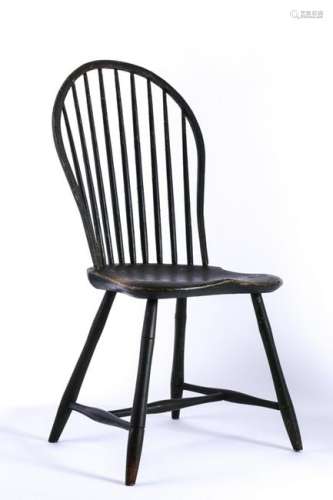 (9) SPINDLE WINDSOR SIDE CHAIR in GREEN PAINT