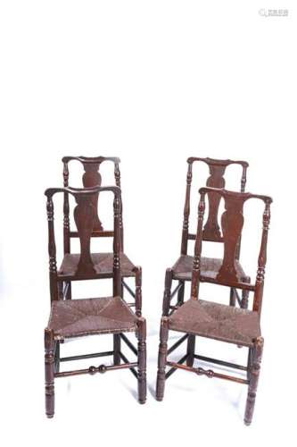 SET OF (4) TRANSITIONAL SIDE CHAIRS in BROWN PAINT